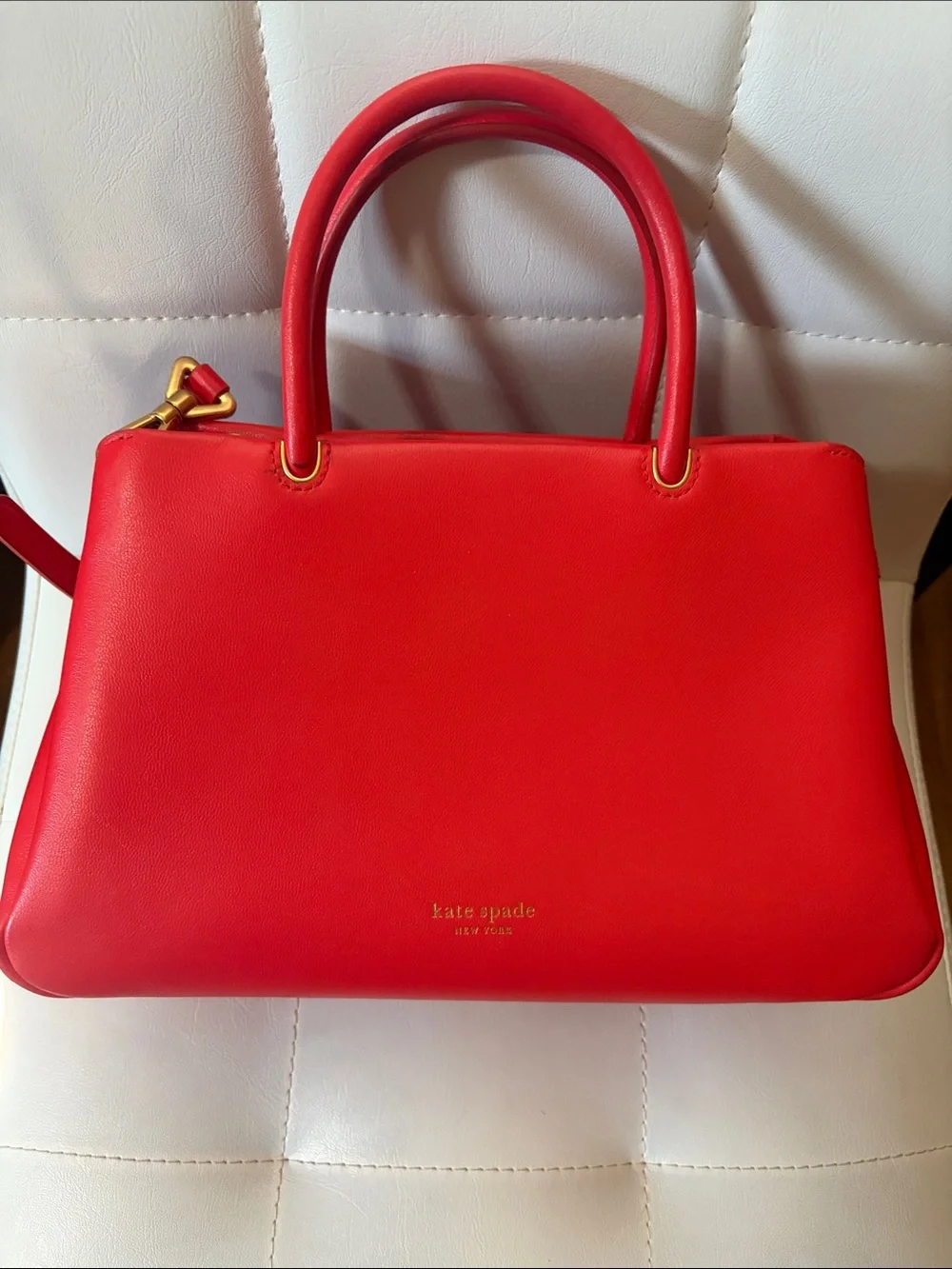 kate spade Red Leather Structured Top-Handle Satchel